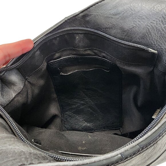 Espe Crossbody Shoulder Bag Black Vegan Leather Adjustable Strap Zip Pockets - Picture 15 of 16